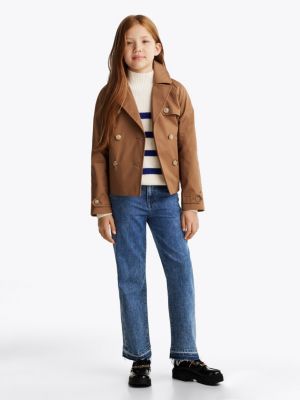 brown double breasted jacket for girls tommy hilfiger