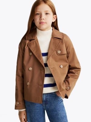 brown zweireihige jacke für mädchen - tommy hilfiger