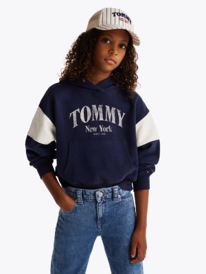 felpa varsity color block con cappuccio multi da bambine tommy hilfiger