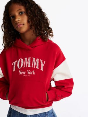 multi colour-blocked varsity hoody for girls tommy hilfiger