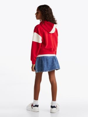 multi colour-blocked varsity hoody for girls tommy hilfiger