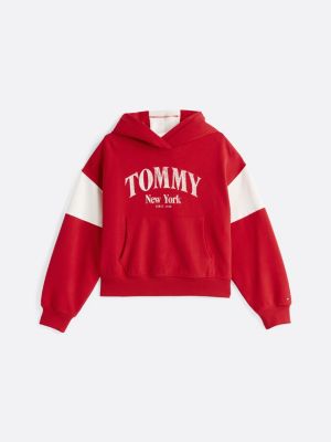 multi colour-blocked varsity hoody for girls tommy hilfiger