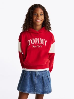 felpa varsity color block con cappuccio multi da bambine tommy hilfiger