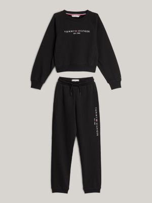 multi logo sweatshirt and joggers set for girls tommy hilfiger