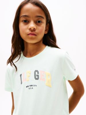 green varsity crew neck t-shirt for girls tommy hilfiger