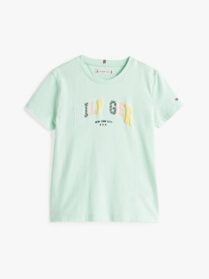 green varsity crew neck t-shirt for girls tommy hilfiger