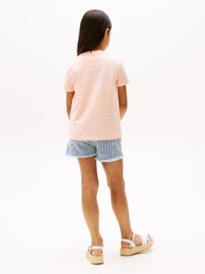 pink varsity crew neck t-shirt for girls tommy hilfiger