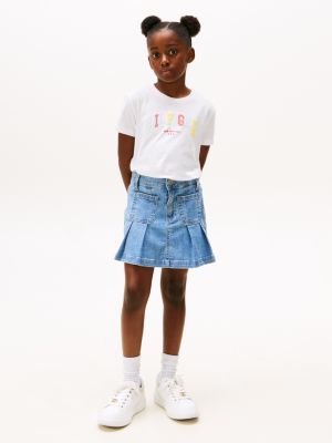 white varsity crew neck t-shirt for girls tommy hilfiger