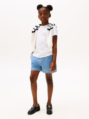 t-shirt ajusté à logo blanc pour filles tommy hilfiger