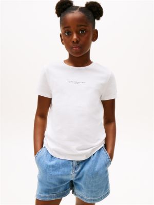 t-shirt slim fit con logo bianco da bambine tommy hilfiger