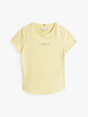 t-shirt slim fit con logo giallo da bambine tommy hilfiger