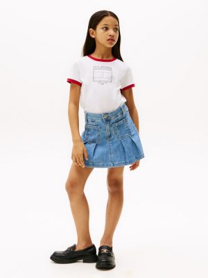 multi hilfiger flag slim t-shirt for girls tommy hilfiger