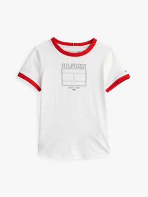 multi hilfiger flag slim t-shirt for girls tommy hilfiger