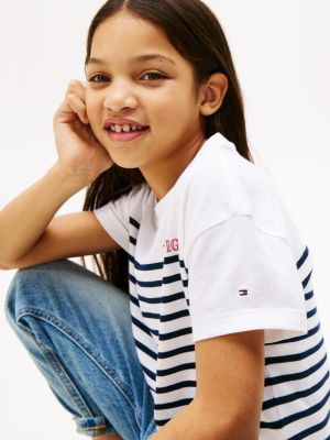 multi stripe relaxed t-shirt for girls tommy hilfiger