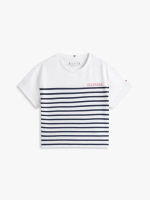 kolorowy luźny t-shirt w paski dla dziewczynki - tommy hilfiger