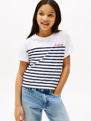 t-shirt décontracté à rayures multi pour filles tommy hilfiger