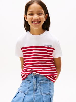 camiseta amplia de rayas multi de niñas tommy hilfiger