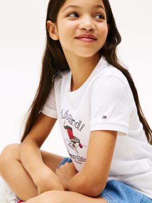 white flag character t-shirt for girls tommy hilfiger