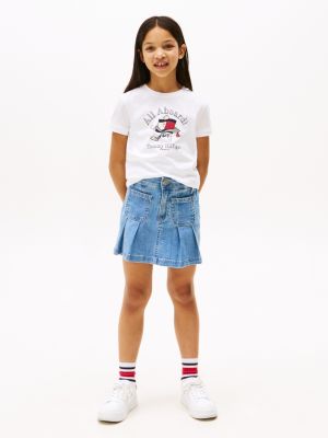 biały t-shirt z motywem flagi dla dziewczynki - tommy hilfiger