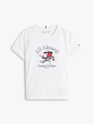 white flag character t-shirt for girls tommy hilfiger