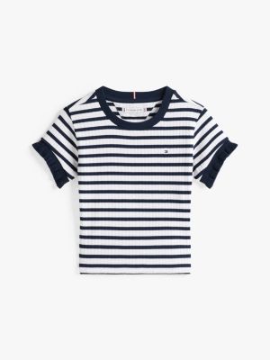 multi stripe extra slim t-shirt for girls tommy hilfiger