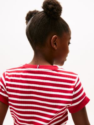 multi stripe extra slim t-shirt for girls tommy hilfiger