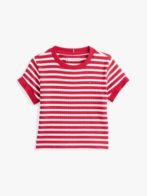 multi stripe extra slim t-shirt for girls tommy hilfiger