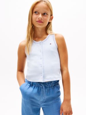 débardeur ajusté côtelé blue pour filles tommy hilfiger