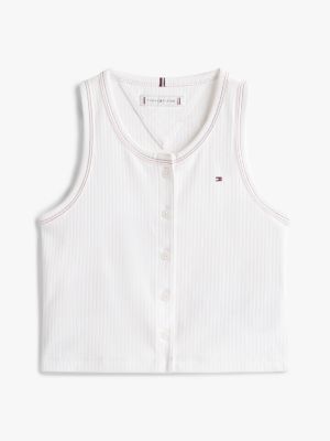 grey ribbed slim tank top for girls tommy hilfiger