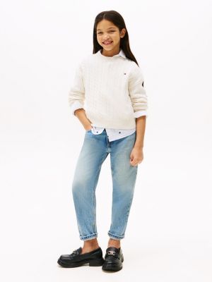 white cable knit relaxed jumper for girls tommy hilfiger