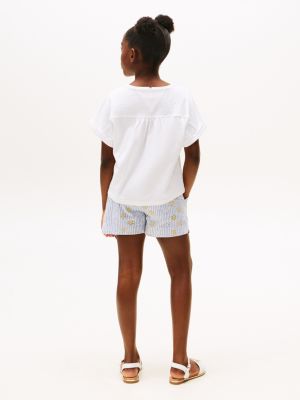 white embroidery relaxed t-shirt for girls tommy hilfiger