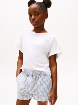 t-shirt relaxed fit con ricamo bianco da bambine tommy hilfiger