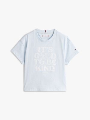 blau relaxed fit t-shirt mit grafikprint für mädchen - tommy hilfiger