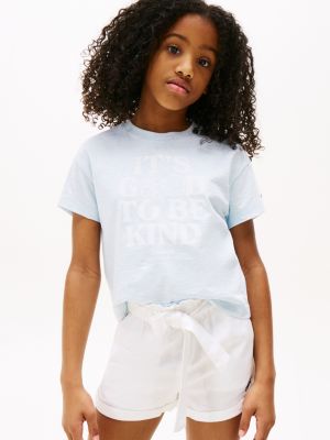 blau relaxed fit t-shirt mit grafikprint für mädchen - tommy hilfiger