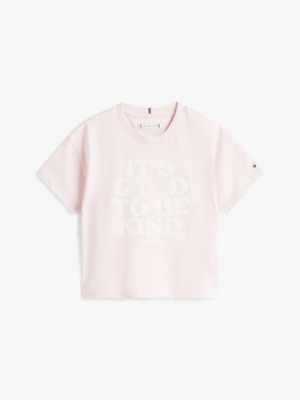 rosa relaxed fit t-shirt mit grafikprint für mädchen - tommy hilfiger