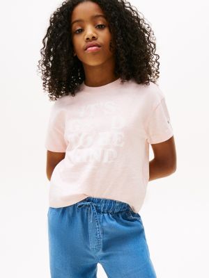 pink relaxed fit t-shirt mit grafikprint für mädchen - tommy hilfiger