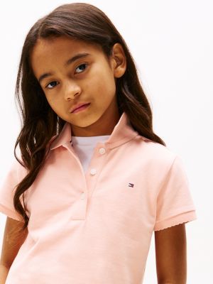 rosa poloshirt mit bogenkantensaum für mädchen - tommy hilfiger