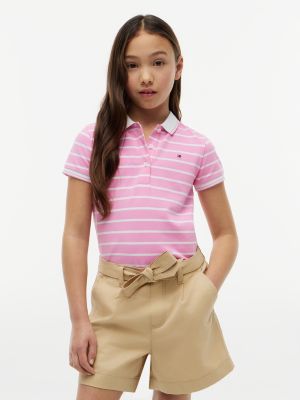 polo essential con profili a contrasto pink da bambine tommy hilfiger