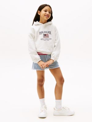 felpa relaxed fit con logo in paillettes bianco da bambine tommy hilfiger