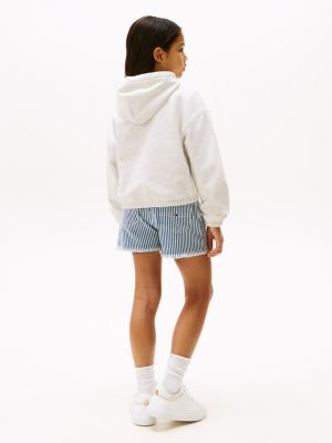 white hilfiger sequin flag relaxed hoody for girls tommy hilfiger