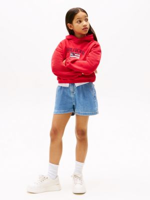 red hilfiger sequin flag relaxed hoody for girls tommy hilfiger