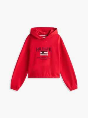 red hilfiger sequin flag relaxed hoody for girls tommy hilfiger