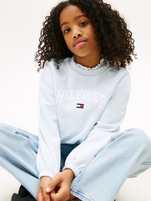 blau varsity relaxed fit sweatshirt für mädchen - tommy hilfiger