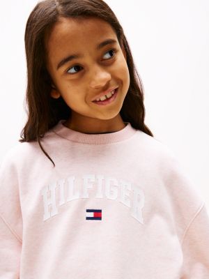 rosa varsity relaxed fit sweatshirt für mädchen - tommy hilfiger