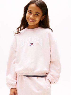 rosa varsity relaxed fit sweatshirt für mädchen - tommy hilfiger