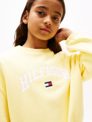 felpa varsity relaxed fit giallo da bambine tommy hilfiger