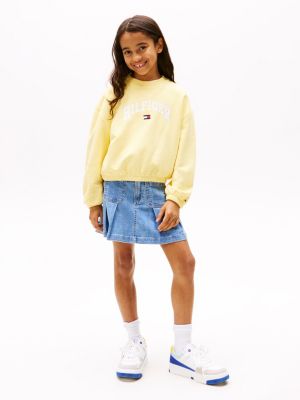 felpa varsity relaxed fit giallo da bambine tommy hilfiger