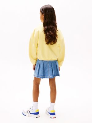 felpa varsity relaxed fit giallo da bambine tommy hilfiger