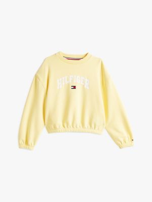 felpa varsity relaxed fit giallo da bambine tommy hilfiger