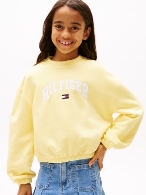 yellow varsity relaxed fit sweatshirt für mädchen - tommy hilfiger